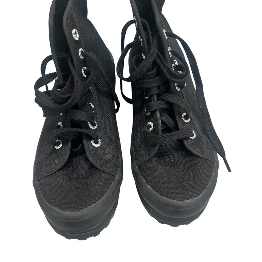 Superga Alpina Platform All Black High-Top Sneakers Women’s Size 6